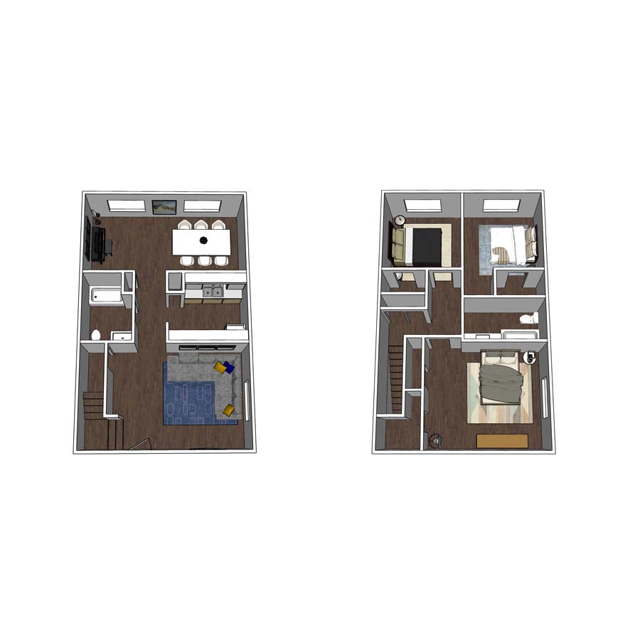 C1 Townhome 3D Floor plan rendering